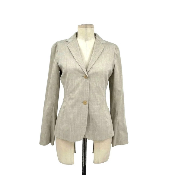 Jil Sander Cream Greige Wool Blend Two-Button Suiting Blazer‎ Size 34 / US 2 - Picture 1 of 9